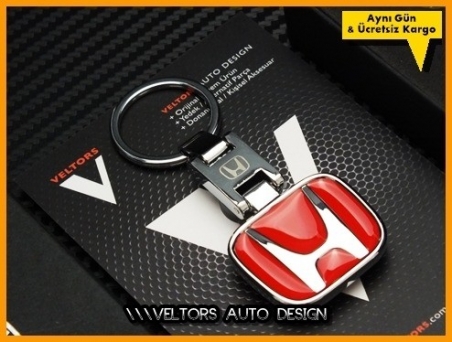 Honda Kırmızı Logo Amblem Özel Krom Honda Anahtarlık