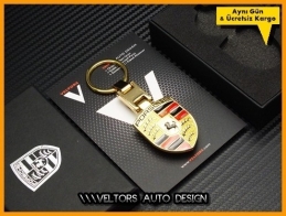 Porsche Logo Amblem Gold Boxed Porsche Anahtarlık