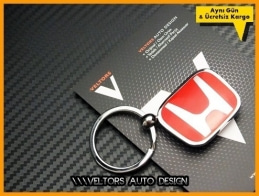 Honda Kırmızı Logo Amblem Özel Krom Honda Anahtarlık