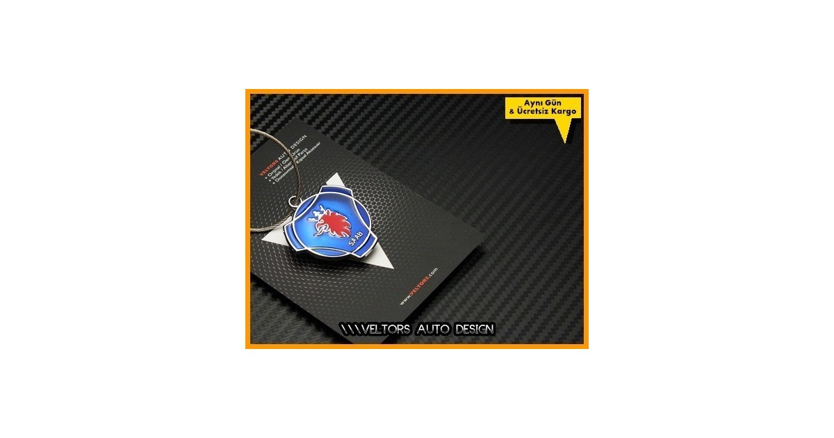 Saab Logo Amblem Özel Krom Saab Anahtarlık