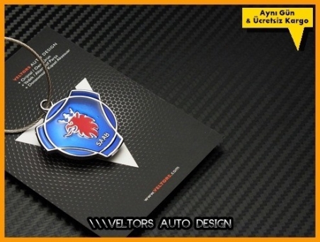 Saab Logo Amblem Özel Krom Saab Anahtarlık