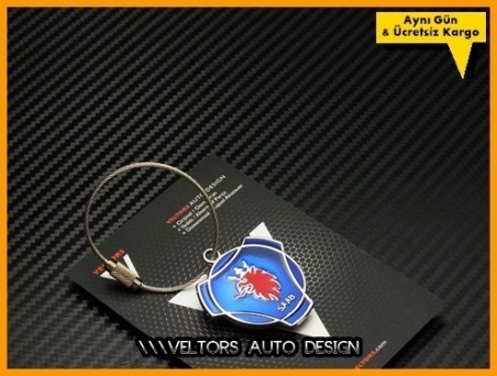 Saab Logo Amblem Özel Krom Saab Anahtarlık
