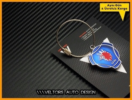 Saab Logo Amblem Özel Krom Saab Anahtarlık