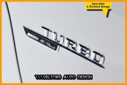 Mercedes Orjinal Turbo AMG Yan Çamurluk Logo Amblem Seti