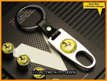 Ferrari Logo Amblem Anahtarlık Sibop Kapak Seti