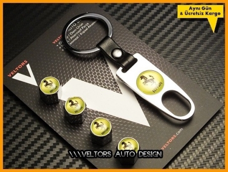 Ferrari Logo Amblem Anahtarlık Sibop Kapak Seti