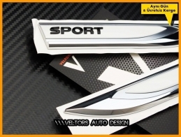 VW Sport Yan Çamurluk Yazı Logo Amblem Seti