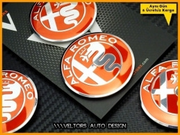 Alfa Romeo Jant Göbeği Göbek Kapak Logo Amblem Seti