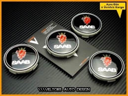 Saab Logo Amblem Jant Göbeği Göbek Kapak Seti
