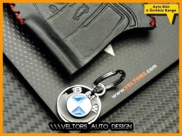 BMW Gerçek Deri BMW Logo Amblem Anahtarlık