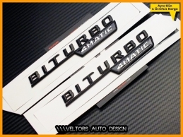 Mercedes Black BiTurbo 4 Matic Logo Amblem Seti