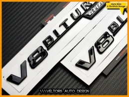 Mercedes Black / Siyah V8 Biturbo 4 Matic Logo Amblem Seti