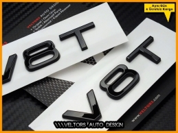 Audi V8 / V8 T Piano Black / Parlak Siyah Yan Çamurluk Logo Amblem