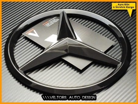 Mercedes Parlak Siyah Ön Izgara Yıldız Logo Amblem