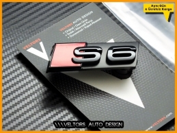 Audi Piano Black / Parlak Siyah A6 S6 Ön Izgara Logo Amblem Seti