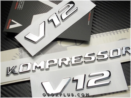 Mercedes V12 Kompressor Yan Logo Amblem Seti