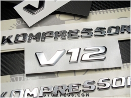Mercedes V12 Kompressor Yan Logo Amblem Seti