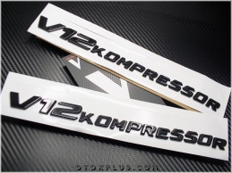 Mercedes Black / Siyah V12 Kompressor Yan Logo Amblem Seti