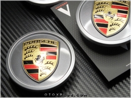 Porsche Logo Amblem Gri Yeni Tip Jant Göbeği Göbek Kapak Seti