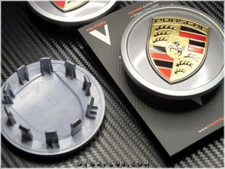 Porsche Logo Amblem Gri Yeni Tip Jant Göbeği Göbek Kapak Seti