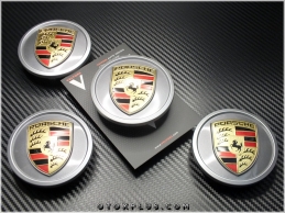 Porsche Logo Amblem Gri Yeni Tip Jant Göbeği Göbek Kapak Seti