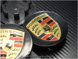 Porsche Siyah Logo Amblem Macan Jant Göbeği Göbek Kapak Seti