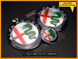 Alfa Romeo Ön Kaput Arka Bagaj Direksiyon Logo Amblem Seti