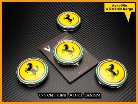 Ferrari Logo Amblem Jant Göbeği Jant Göbek Kapak Seti