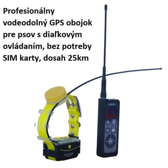 Profesionálny vodeodolný GPS obojok pre psov s diaľkovým ovládaním, bez potreby SIM karty, dosah 25km  