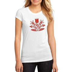 Dámske tričko biele Slovakia Folk červený kvet