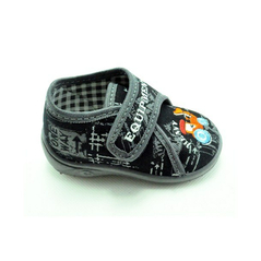 Detské textilné sandálky čierno-sivé s bagrom ,s ortopedickou stielkou, zapínanie na suchý zips