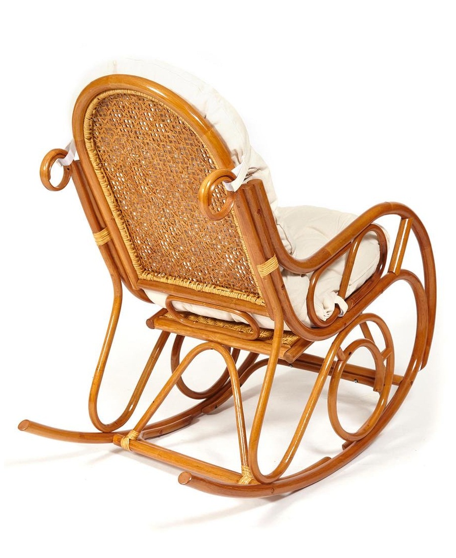 Кресло-качалка ротанговое на полозьях Milano с подушкой фото 5