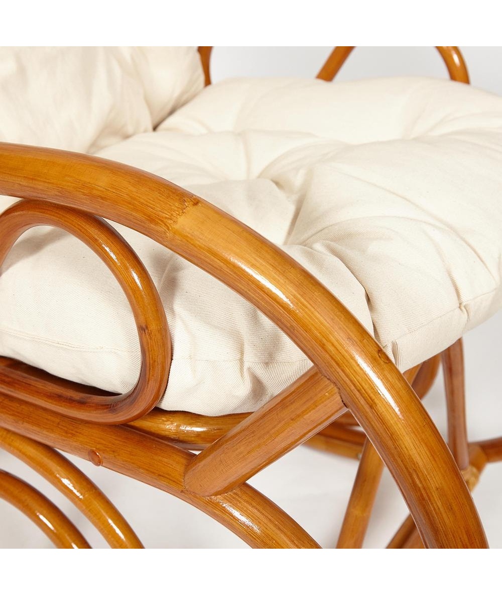 Кресло-качалка ротанговое на полозьях Milano с подушкой фото 4
