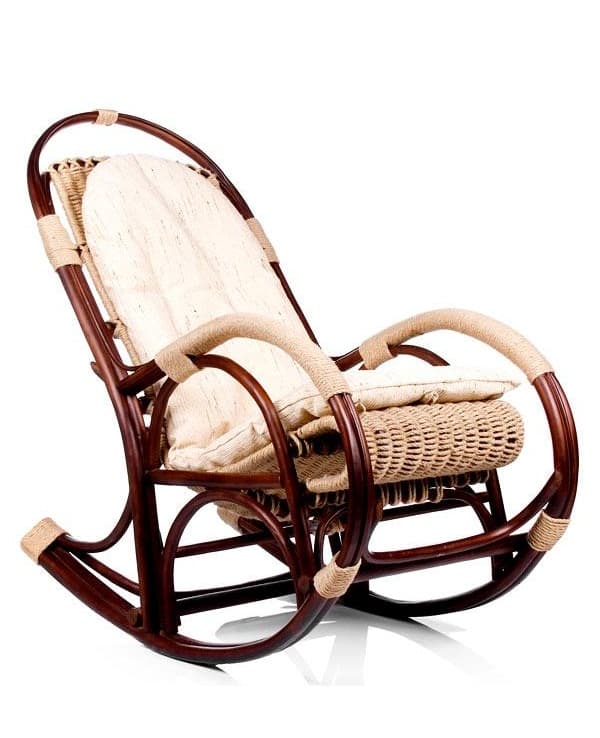 Кресло-качалка плетеное из лозы Китеж с подушкой фото 1