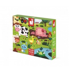 Puzzle dotykové Zvieratká na farme s textúrou 20 ks