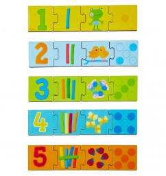 Drevené puzzle na učenie Čísla do 5 20 ks