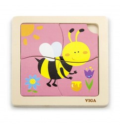 Drevené puzzle pre najmenších 4 ks Včielka