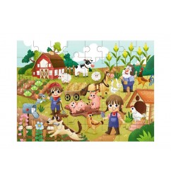 Drevené puzzle Farma