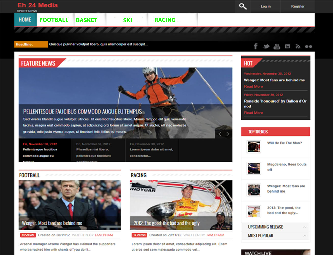 EH24 Pinturas diseño página web para periodicos deportivos online