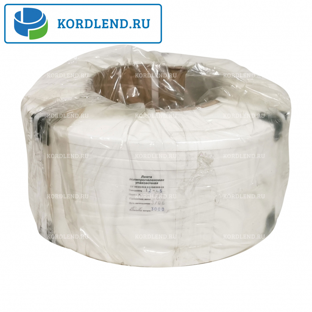 Лента ПП 12х0,5х3км (90кгс) белый, М/ПА