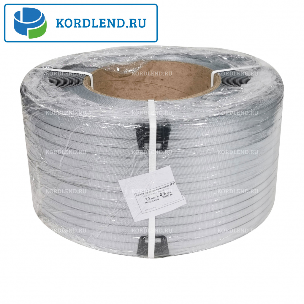 Лента ПП 12х0,5х3км (120кгс) серый, М/ПА