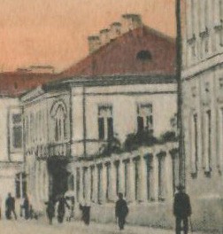 Фота карчмы ў пачатку ХХ ст. Правей сад і палац віцэ-губернатара Масімовіча.