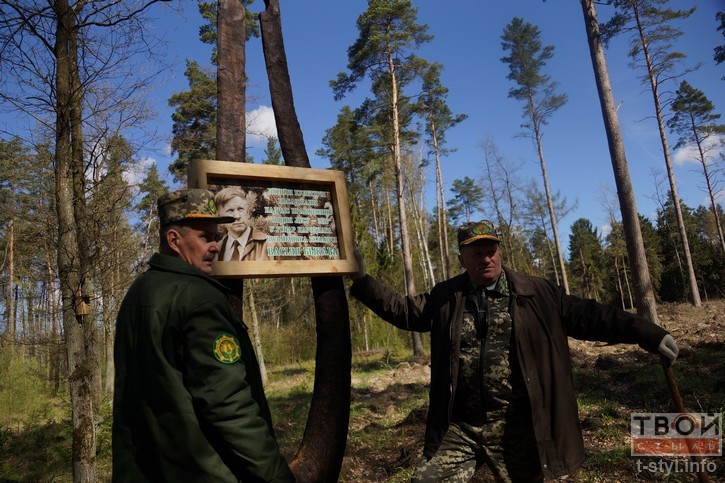 Памятный знак в честь Василя Быкова в лесу Быкова под Гродно