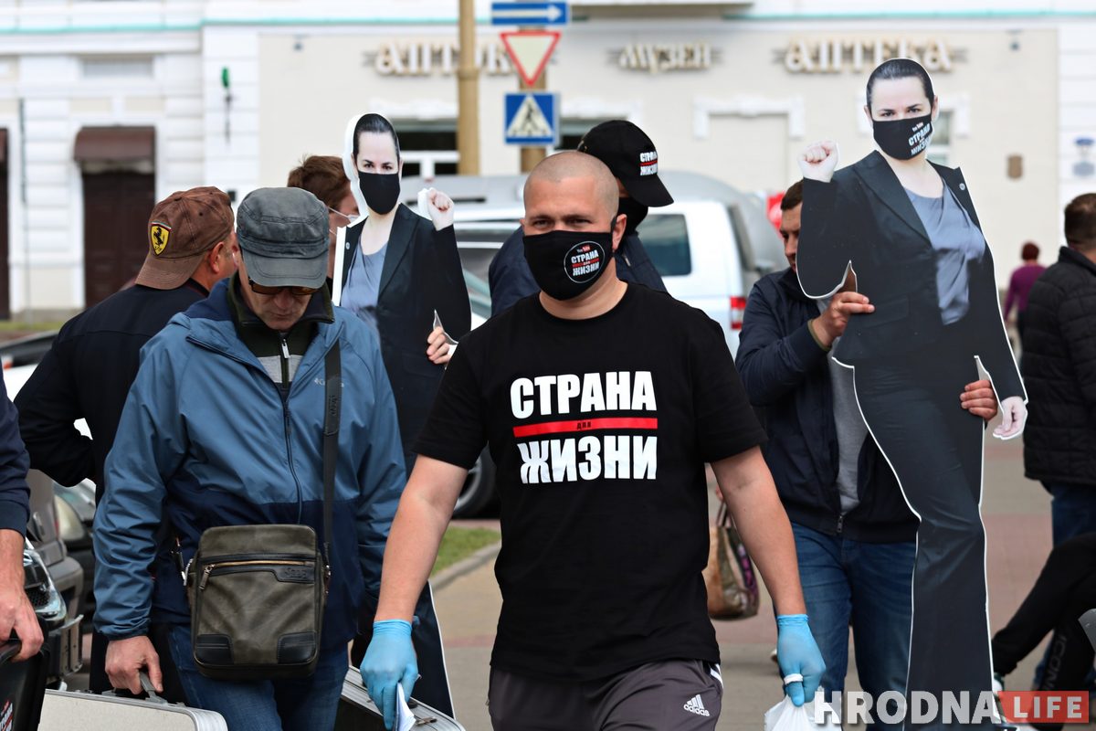 задержание Сергея Тихановского на пикете в Гродно 29 мая 2020