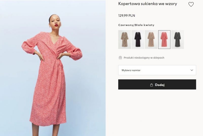 Платье от H&M в интернет-магазине в Польше стоит 129,99 злотых. По состоянию на 16 марта 2022 это около 100 белорусских рублей