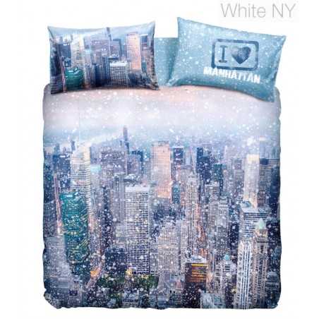 Duvet Set  a fitted sheet,Manhattan By Bassetti WHITE NEW YORK