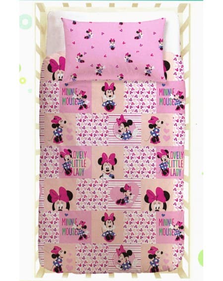 Duvet cover - Fitted sheet with elasticated corner Quality cotton bed linen for baby. MINNIE