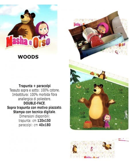 Comforter and bumper for your baby's bed Masha and the Bear WOODS