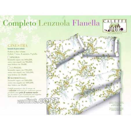 COMPLETO LENZUOLA LETTO MATRIMONIALE " GINESTRA" colore GIALLO FIOR DI FLANELLA CALEFFI