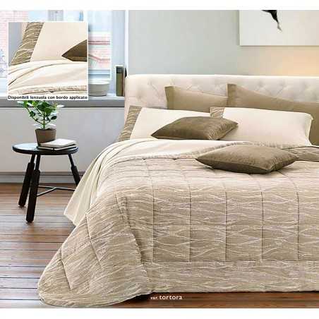Beadspread bed-cover in satin jacquard Nina dove-gray color